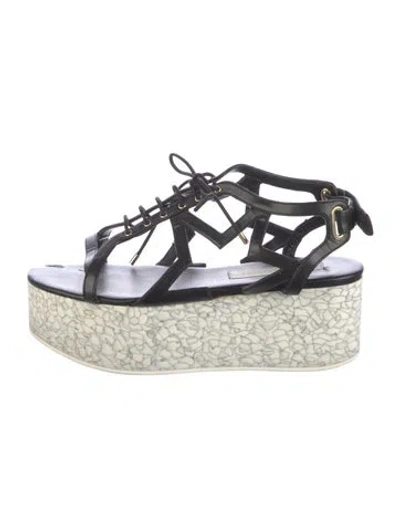 Pre-owned Stella Mccartney Leather Espadrilles In Black