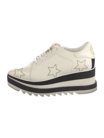 Pre-owned Stella Mccartney Leather Graphic Print Chunky Sneakers In White