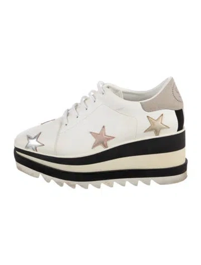 Pre-owned Stella Mccartney Leather Graphic Print Chunky Sneakers In White