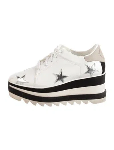 Pre-owned Stella Mccartney Leather Graphic Print Flats In White