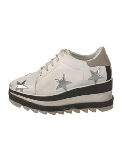 Pre-owned Stella Mccartney Leather Graphic Print Flats In White