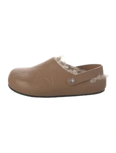 Pre-owned Stella Mccartney Leather Graphic Print Mules In Neutral