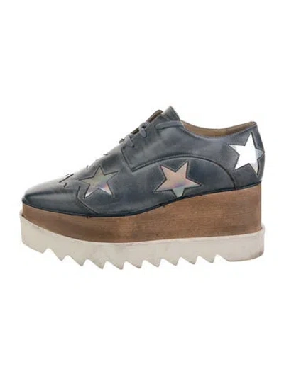 Pre-owned Stella Mccartney Leather Graphic Print Oxfords In Blue