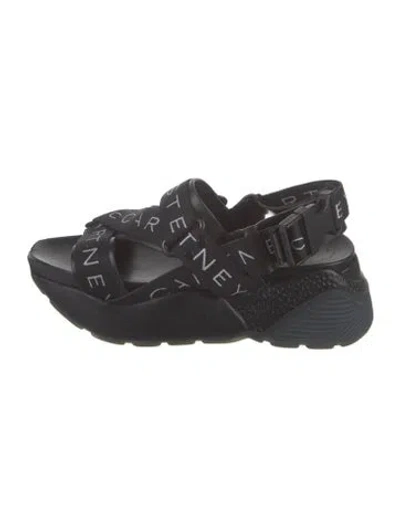 Pre-owned Stella Mccartney Leather Graphic Print Sandals In Black