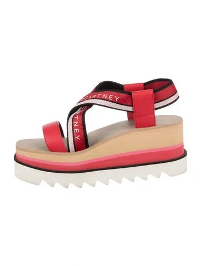 Pre-owned Stella Mccartney Leather Graphic Print Sandals In Red