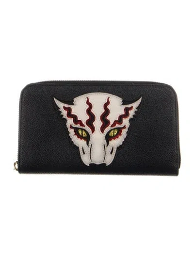 Pre-owned Stella Mccartney Leather Graphic Print Wallet In Black