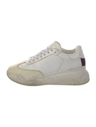 Pre-owned Stella Mccartney Leather Grosgrain Trim Sneakers In White