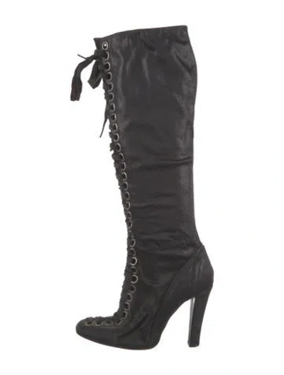 Pre-owned Stella Mccartney Leather Lace-up Boots In Black