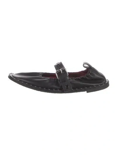 Pre-owned Stella Mccartney Leather Mary Jane Flats In Black