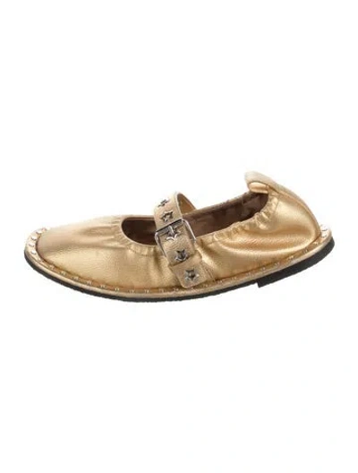 Pre-owned Stella Mccartney Leather Mary Jane Flats In Gold