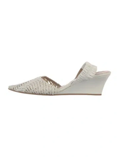 Pre-owned Stella Mccartney Leather Patterned Flats In White