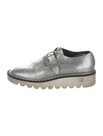 Pre-owned Stella Mccartney Leather Patterned Oxfords In Silver