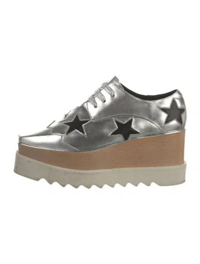 Pre-owned Stella Mccartney Leather Printed Oxfords In Silver