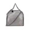 Stella Mccartney Silver-tone Grey Bag With Decorative Stitching And Chain Strap In Silver