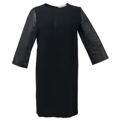 Stella Mccartney Leather Sleeve Dress In Black Cotton