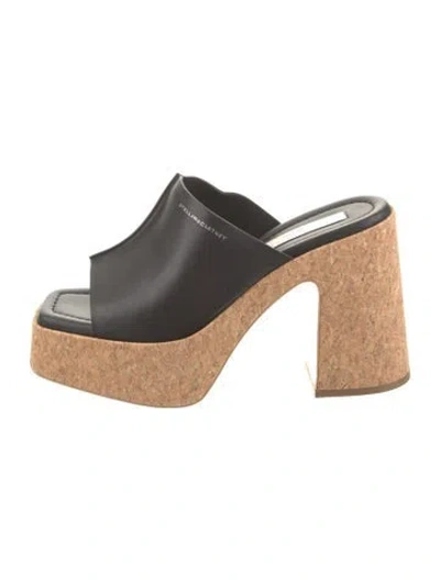 Pre-owned Stella Mccartney Leather Slides In Black