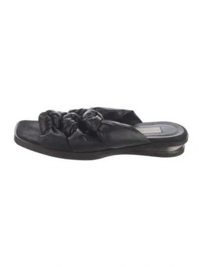 Pre-owned Stella Mccartney Leather Slides In Black