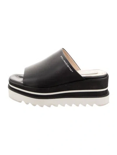 Pre-owned Stella Mccartney Leather Slides In Black