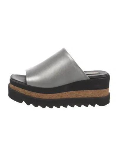 Pre-owned Stella Mccartney Leather Slides In Black/silver