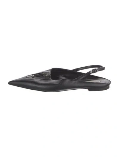 Pre-owned Stella Mccartney Leather Slingback Flats In Black