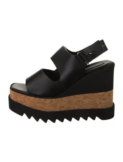 Pre-owned Stella Mccartney Leather Slingback Sandals In Black