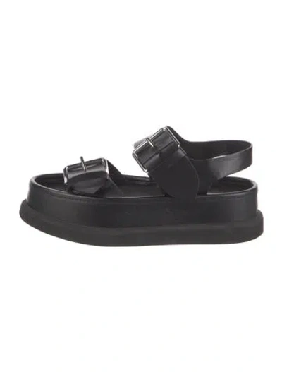 Pre-owned Stella Mccartney Leather Slingback Sandals In Black