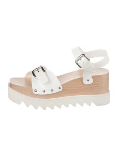 Pre-owned Stella Mccartney Leather Slingback Sandals In White