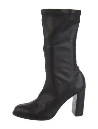 Pre-owned Stella Mccartney Leather Sock Boots In Black