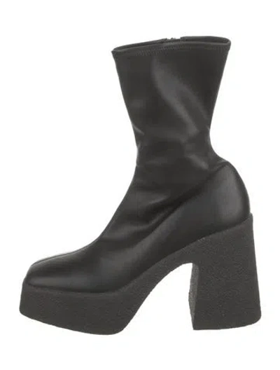 Pre-owned Stella Mccartney Leather Sock Boots In Black