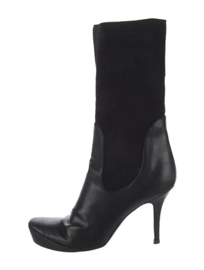 Pre-owned Stella Mccartney Leather Sock Boots In Black