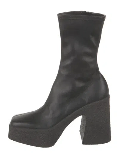 Pre-owned Stella Mccartney Leather Sock Boots In Black