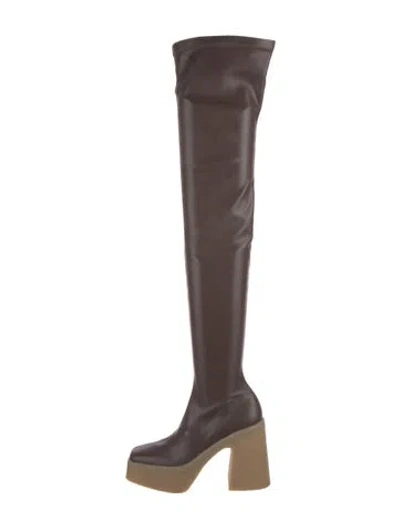 Pre-owned Stella Mccartney Leather Sock Boots In Brown