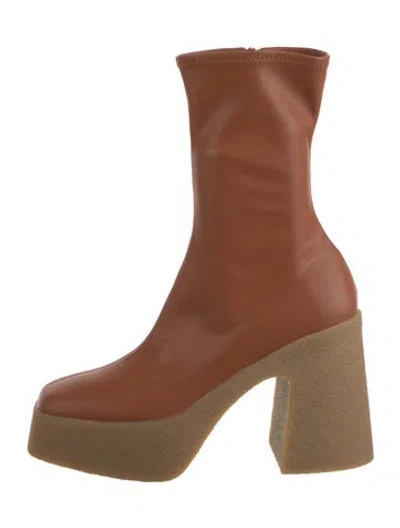 Pre-owned Stella Mccartney Leather Sock Boots In Orange