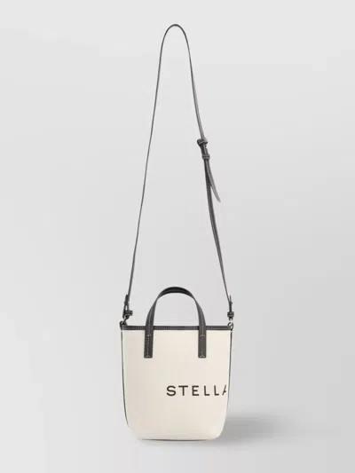 Stella Mccartney Leather Strap Canvas Tote Bag