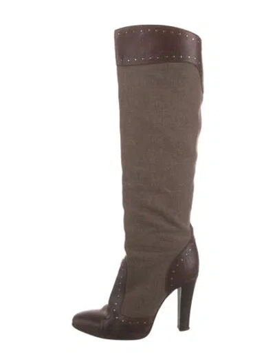 Pre-owned Stella Mccartney Leather Studded Accents Boots In Brown