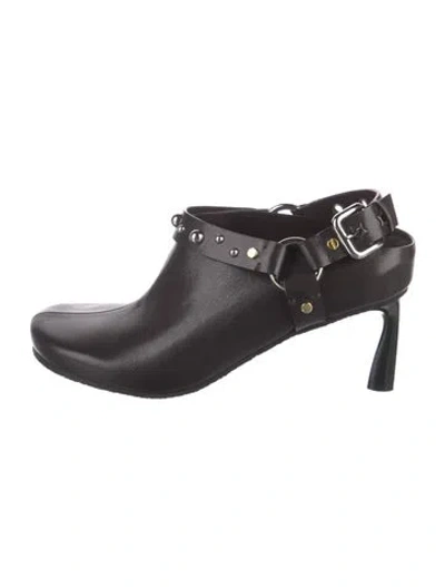 Pre-owned Stella Mccartney Leather Studded Accents Mules In Black