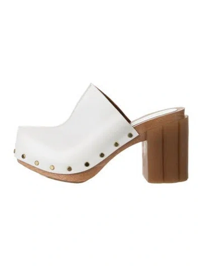 Pre-owned Stella Mccartney Leather Studded Accents Mules In White