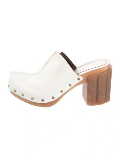 Pre-owned Stella Mccartney Leather Studded Accents Mules In White