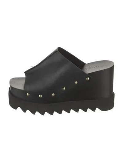 Pre-owned Stella Mccartney Leather Studded Accents Slides In Black