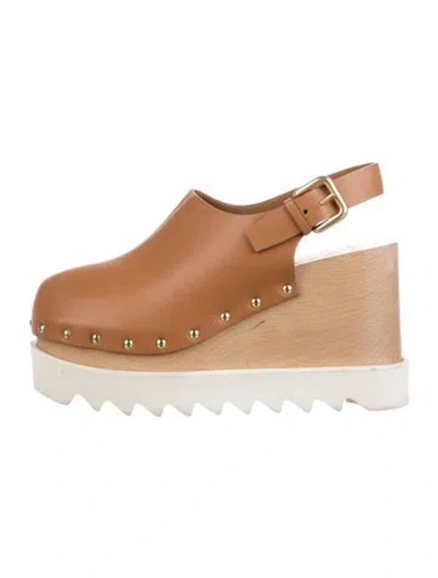Pre-owned Stella Mccartney Leather Studded Accents Slingback Pumps In Brown
