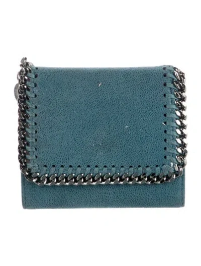 Pre-owned Stella Mccartney Leather Trifold Wallet In Blue