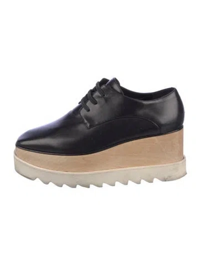 Pre-owned Stella Mccartney Leather Wedge Sneakers In Black