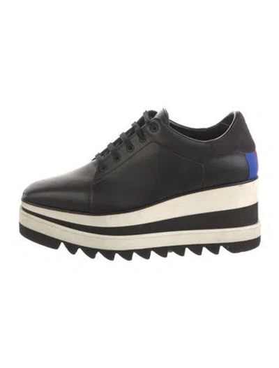 Pre-owned Stella Mccartney Leather Wedge Sneakers In Black