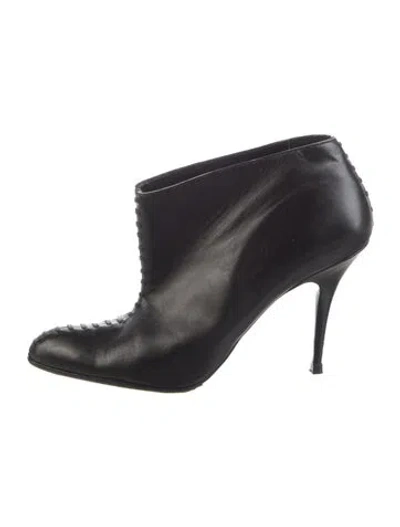 Pre-owned Stella Mccartney Leather Whipstitch Trim Boots In Black