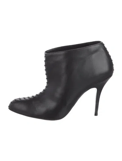Pre-owned Stella Mccartney Leather Whipstitch Trim Boots In Black