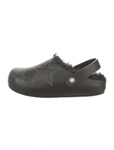 Pre-owned Stella Mccartney Leather Whipstitch Trim Slingback Flats In Black