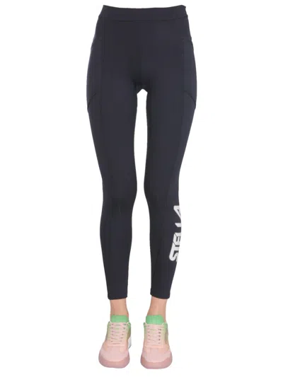 Stella Mccartney Logo Print Scuba Leggings In Black