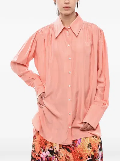 Stella Mccartney Leona Gathered-shoulder Shirt In Pink