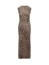 Stella Mccartney Ruched Leopard-print Jersey Midi Dress In Multicolor Brown