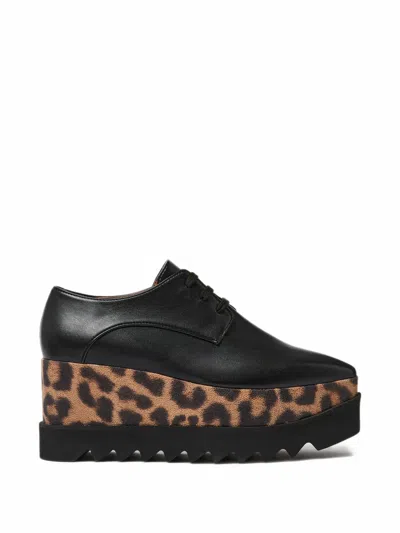 Stella Mccartney Leopard Elyse Platforms In Black